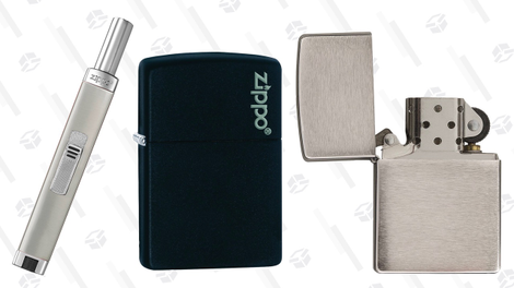 Zippo Brushed Chrome Pocket Lighter | $8 | AmazonZippo Logo Black Matte Pocket Lighter | $10 | Amazon | After 20% off couponZippo Unfilled Mini Brushed Chrome Candle Lighter | $10 | Amazon